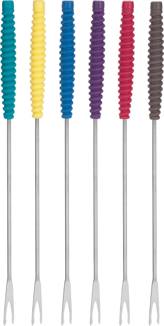 Trudeau Meat Forks with Silicone Handles Fondue Set, Standard, Multicolored