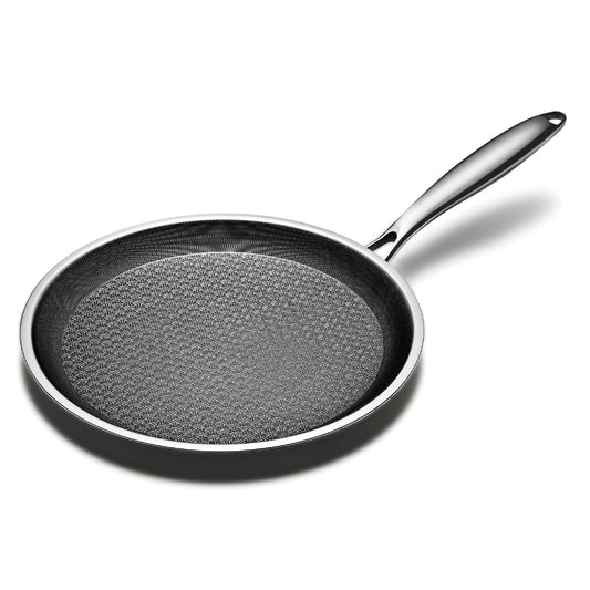 DOTCLAD Crepe Pan, Hybrid Nonstick Crepe Pan, 10 in Flat Skillet for Pancake,non stick Tawa Dosa Tortilla Pan,PFOA Free Cookware,Dishwasher and Oven Safe,Works on Induction, Ceramic and Gas Cooktops