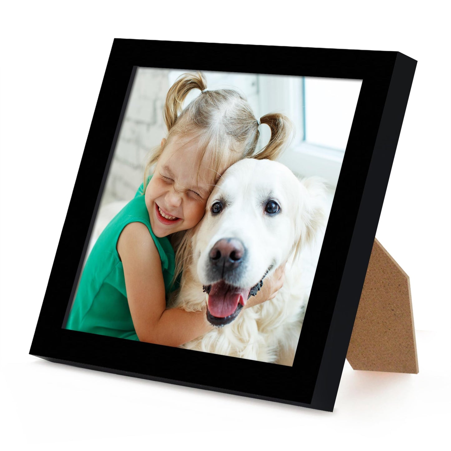 Americanflat 5x5 Picture Frame with Shatter-Resistant Glass - Streamline Collection - Thin Border Photo Frame for Wall and Tabletop Display - Hanging Hardware and Easel Back Included - Black