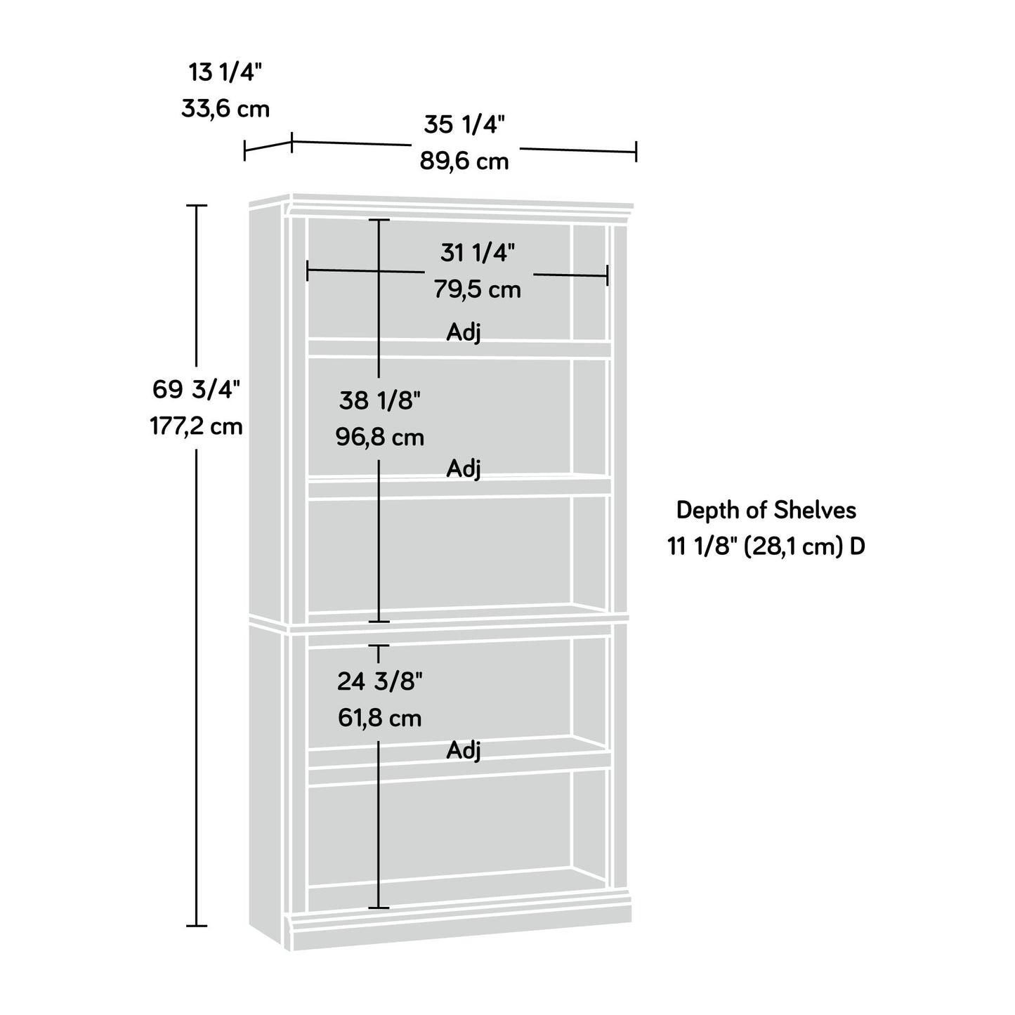 Sauder Miscellaneous Storage 5-Shelf Bookcase/ Book shelf, Select Cherry finish