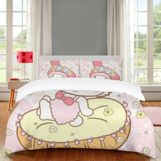 DIEZ Printed My Bunny Melody Duvet Cover Bedding Sets Soft Hypoallergenic Easy Care and Soft Hand Feel for Bedding 3pcs with Pillowcases, Twin XL