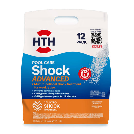 HTH 52037 Swimming Pool Care Shock Advanced, Swimming Pool Chemical, Cal Hypo Formula (12 Pack)