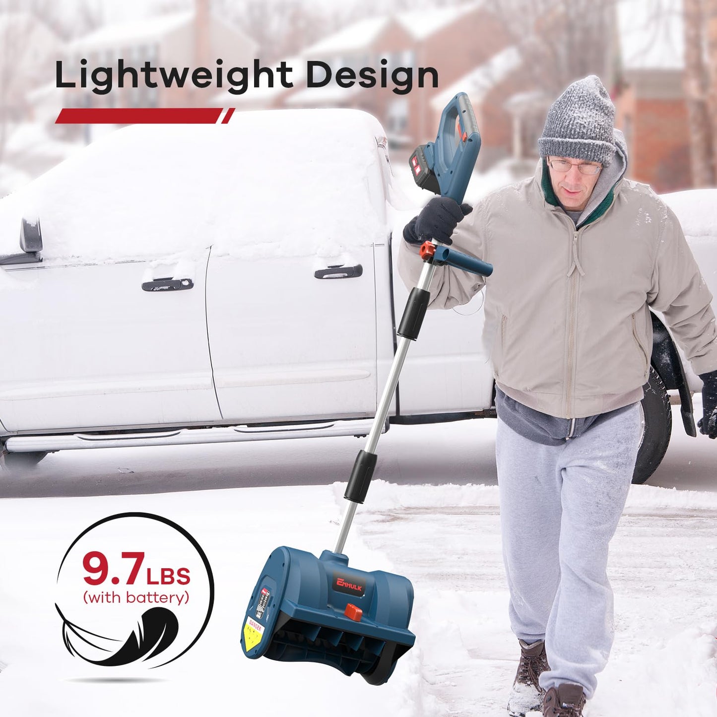 Snow Shovel, 20V | 12-Inch | 4-Ah Cordless Snow Blower, Battery Powered Snow Blower with Directional Plate & Adjustable Front Handle (4-Ah Battery & Quick Charger Included)