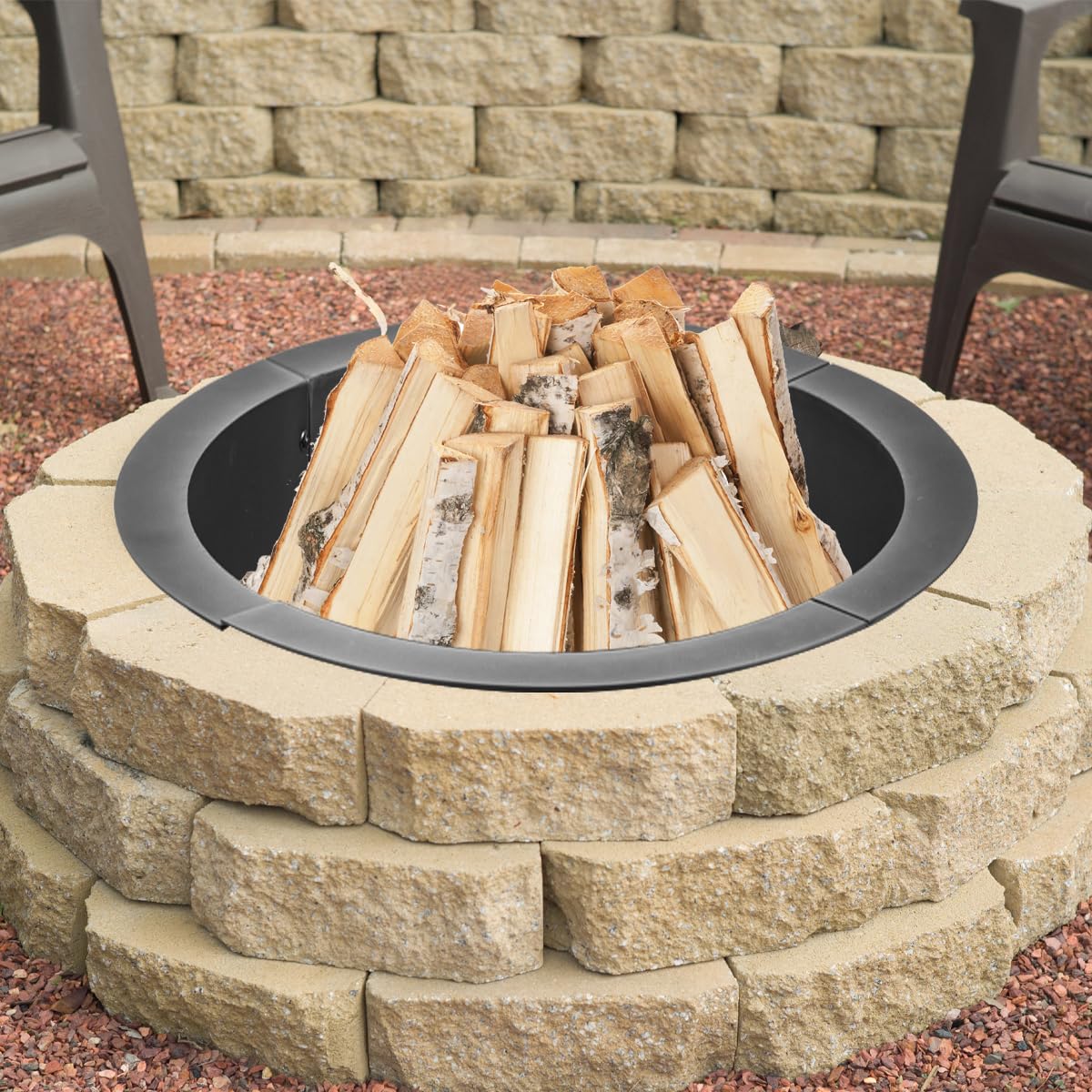 36 inch Fire Pit Ring for Outside,Heavy Duty Wood Burning Fire Pit Ring Insert, DIY Fire Pit Liner Campfire Ring Above or In-Ground for Outdoor