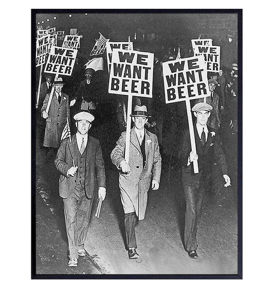 Vintage Prohibition Beer Poster LARGE 11x14 - Unique Wall Art Decor for Home, Bar, Cafe - Funny Saying Retro Art Print - Bar Room Decor - Vintage Decorations - Bar Art - Retro Decor - Funny Saying