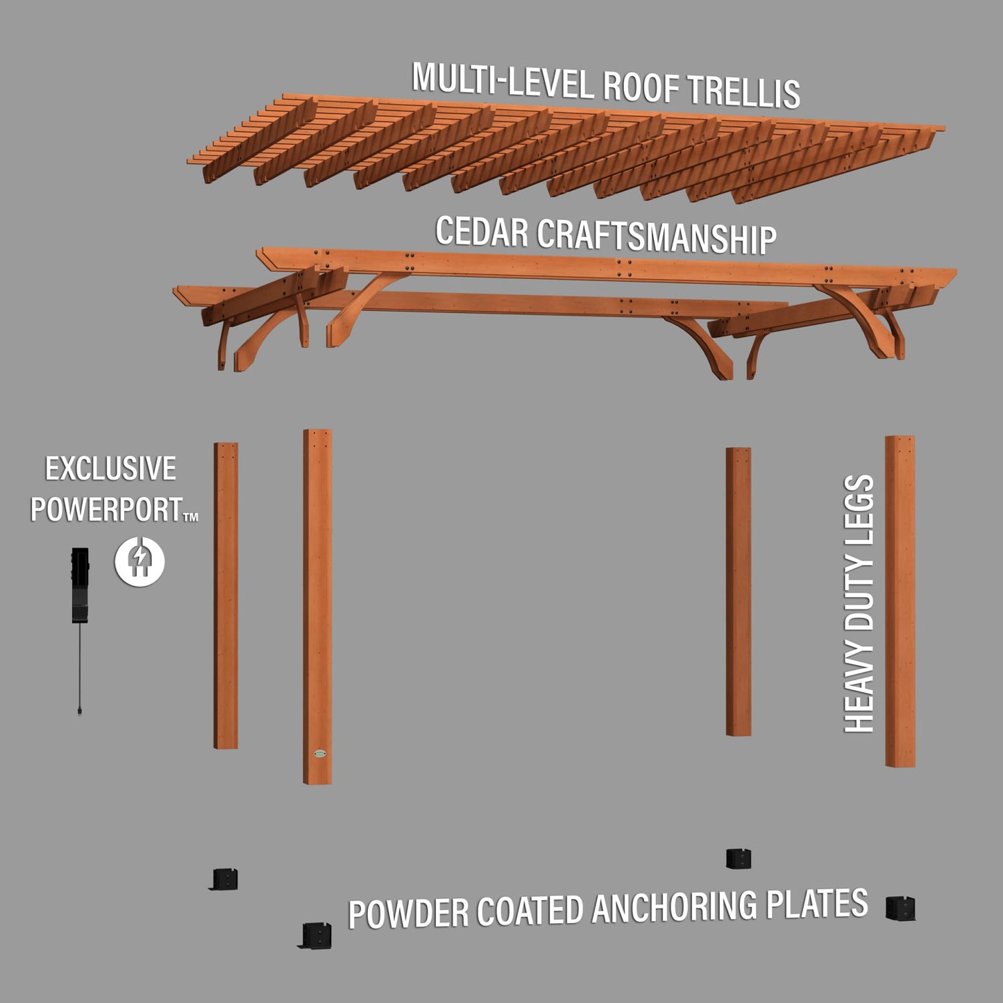 Backyard Discovery Beaumont 16 ft. x 12 ft. All Cedar Wooden Pergola Kit for Backyard, Deck, Garden, Patio, Outdoor Entertaining | Wind Rated at 100 MPH Light Brown