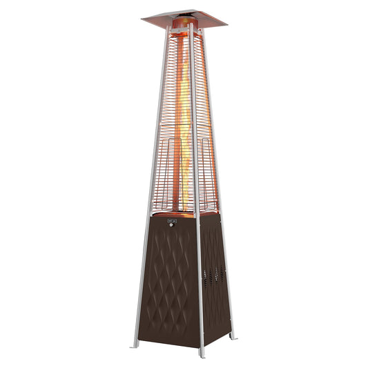 EAST OAK Pyramid Patio Heater, 48,000 BTU Outdoor Patio Heater, Quartz Glass Tube Propane Heater for Commercial & Residential, Triple Protection System, With Wheels, 2024 Upgrade, Bronze