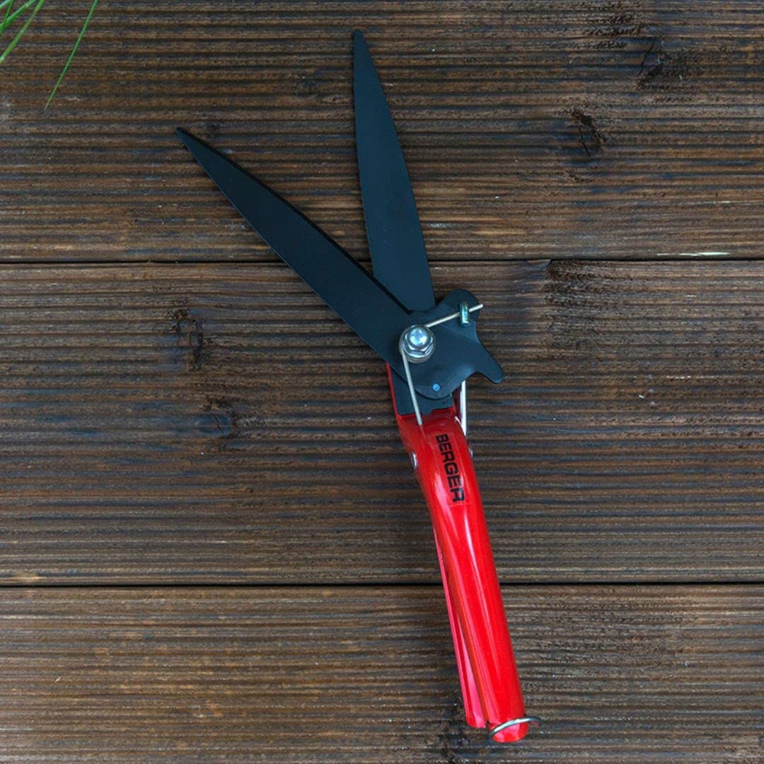 BERGER 2200 Lawn Edge Scissors, Grass Non-Stick Coated Blades Hand Shears, 30x4.5x10.5 cm, Red