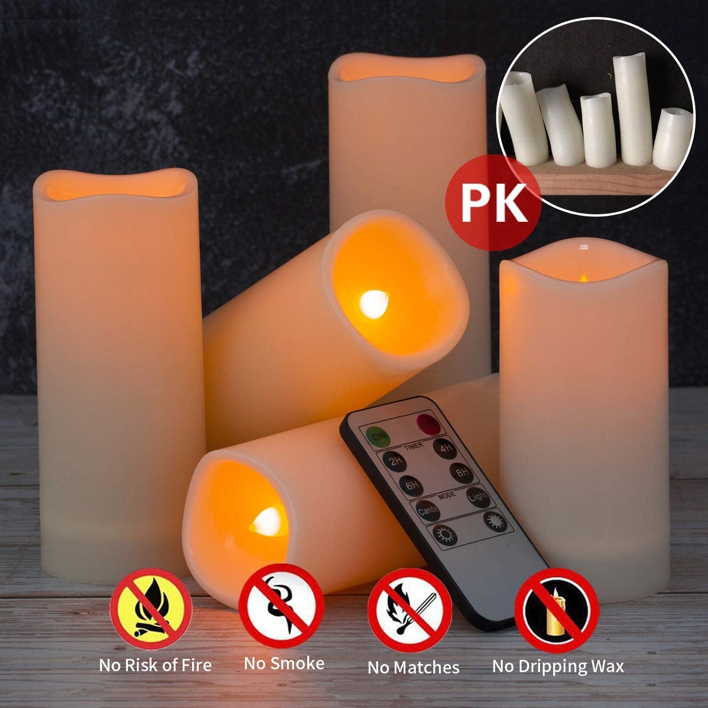 Enido Flameless Waterproof Led Candles, Battery Operated with 10-Key Remotes and Cycling 24 Hours Timer For Outdoor, Indoor, Wedding Décor, Exquisite Pack of 12 (D2.2'' x H4''5''6'')
