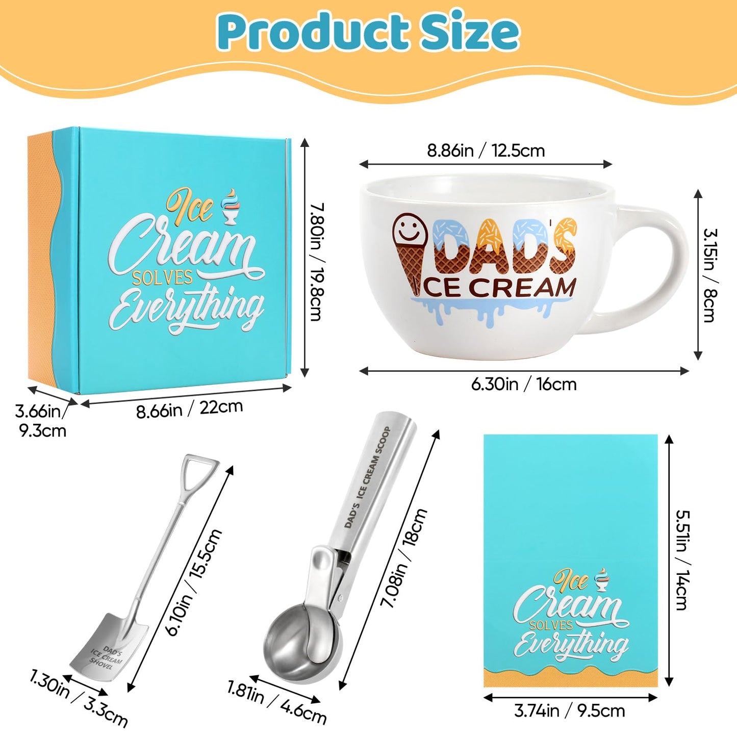 youlifafa Christmas Gifts for Dad from Daughter Son Dad's Gifts for Father's Day Birthday Ice Cream Bowl and Scoop Dad's Ice Cream Bowl Ice Cream Shovel Set Present