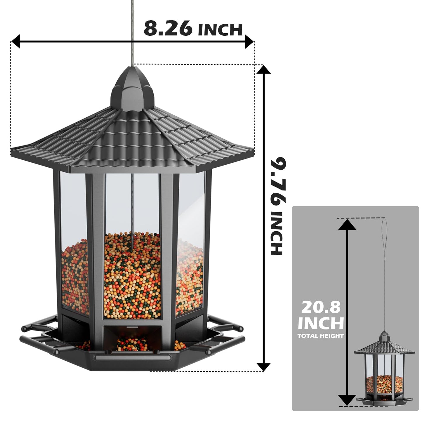 Birdream 2 Pack Bird Feeders for Outdoor Hanging, Retro Pagoda Design Fun Installation Bird Feeder, Attracting Wild Birds Chickadees Goldfinches Cardinals Finches and Sparrows