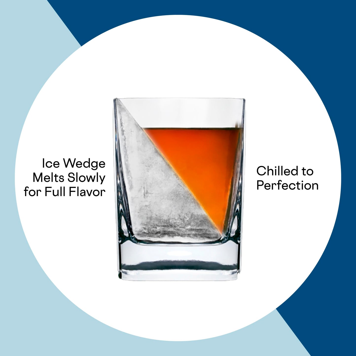 Corkcicle Premium Whiskey Wedge Old Fashioned Glass with Silicone Mold, 9 oz – Perfect for Chilling Whiskey, Tequila, Mocktails, and More – Ice Wedge Melts Slowly to Retain Drinks Full Flavor