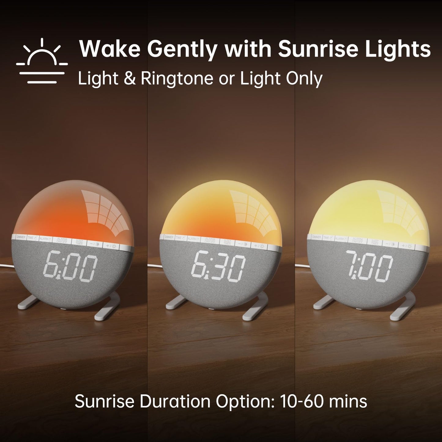 Wake Up Light Sunrise Alarm Clock for Kids, Adults, Heavy Sleepers, Bedroom, Sunlight Alarm Clock with Sunrise Simulation, Snooze, 7 Ringtones, Sleep Aid, 9 Colors Night Light, Ideal for Gift