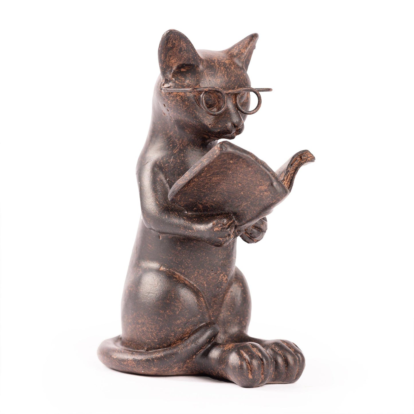 Young's Inc. Cat Figurine - Cute Cat Statue - Whimsical Cat Decor for Cat Lovers - Cat Collectibles and Meditation Decor - Cat with Eye Glasses - 4'' L X 3'' W X 5'' H