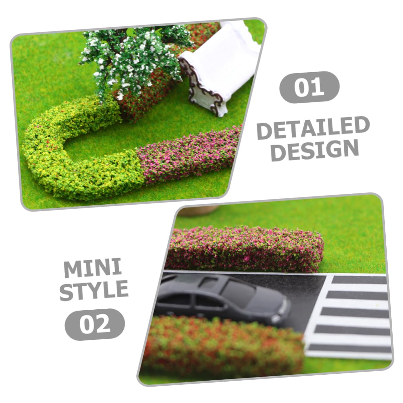 PHENOFICE 3pcs Mini Shrub Strip Green Plants Party Adorn Miniature Vegetation Group Simulation Shrub Cluster Miniature Artificial Shrub Simulation Landscape Decor DIY Sand Table Shrub Decor