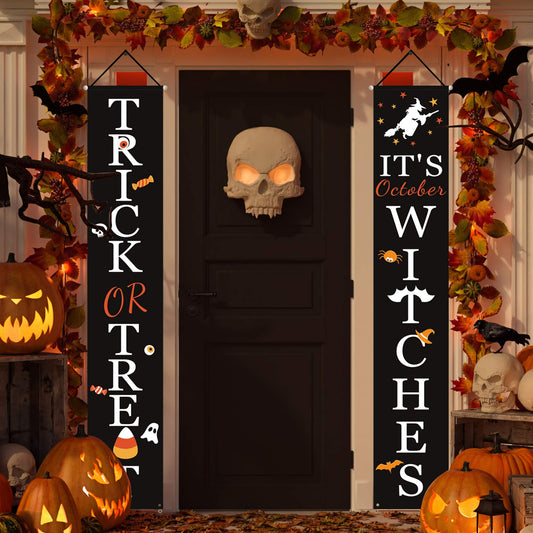 DAZONGE Halloween Decorations Outdoor | Trick or Treat & It's October Witches Front Porch Banners for Halloween Porch Decor | Fall Decor Indoor