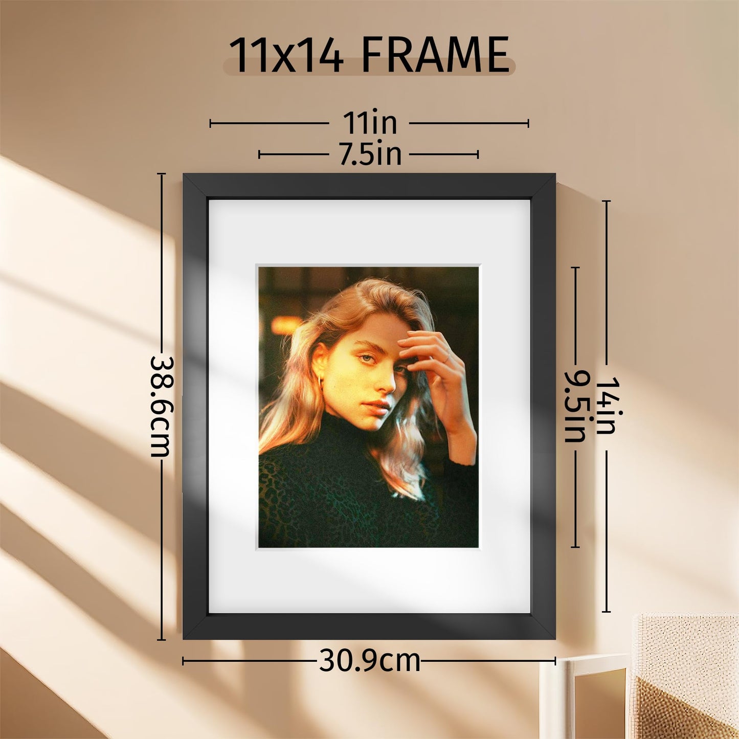 Picrit 11x14 Picture Frame Set of 12, Photo Display 8x10 with Mat or 11x14 Without Mat for Wall Mounting or Table Top Display, Black.