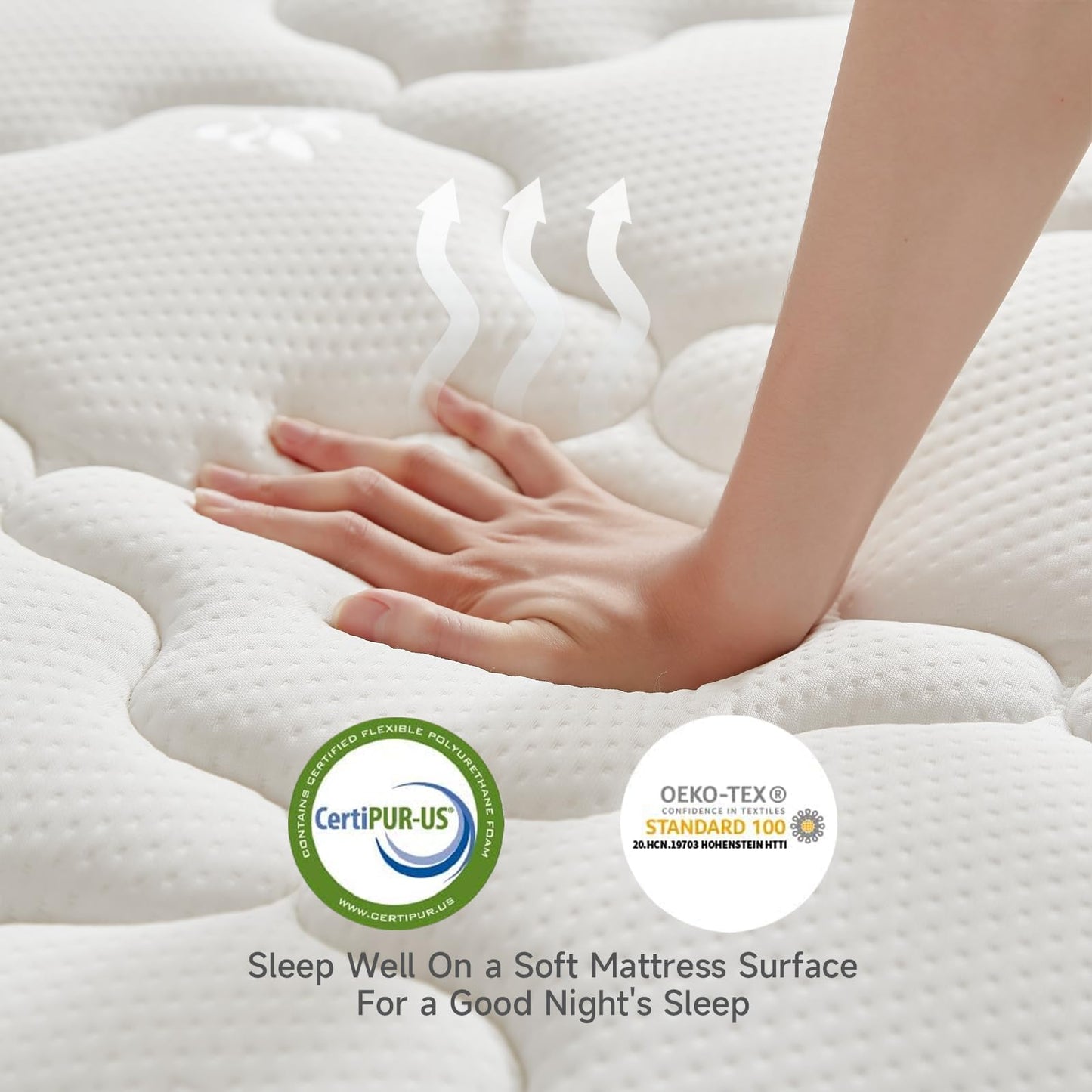 ONBRILL Twin Size Mattress, 12 Inch Hybrid Mattress with Gel Memory Foam,Non-Fiberglass, Medium Firm Soft and Comfort White Mattress,CertiPUR-US