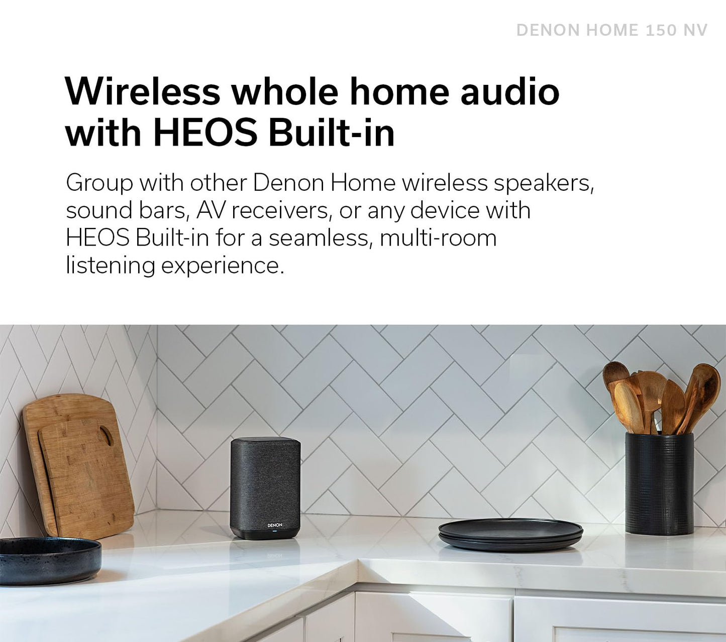 Denon Home 150 NV Wireless Speaker (Black), 1" Tweeter, 3.5" Woofer, Home Speaker with HEOS Built-in, AirPlay 2, and Bluetooth, Multi-Room Streaming, Simple Setup, Compact Design