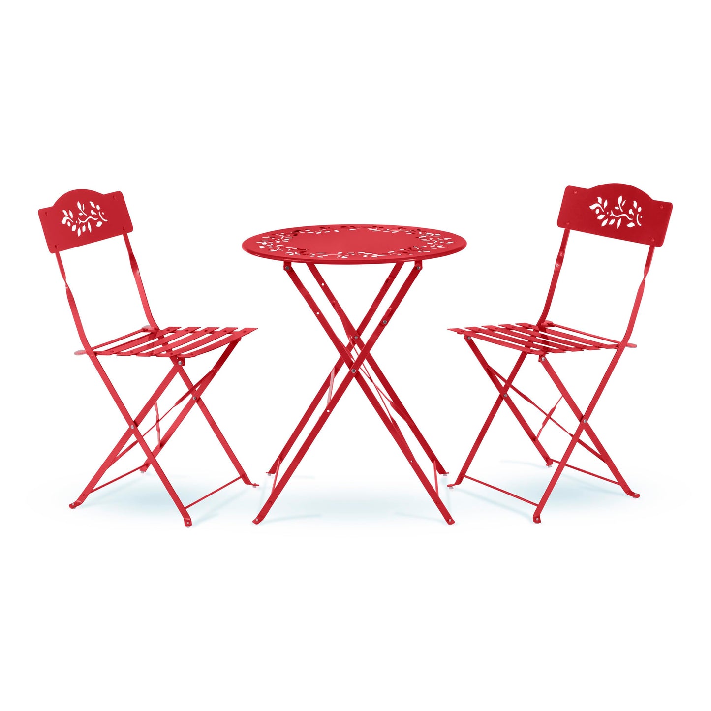 Alpine Corporation Indoor/Outdoor 3-Piece Bistro Set Folding Table and Chairs Patio Seating, Red