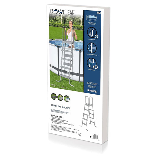 Bestway Flowclear Above Ground Swimming Pool Ladder 52” | Corrosion-Resistant Metal Frame with Heavy Duty Plastic Steps