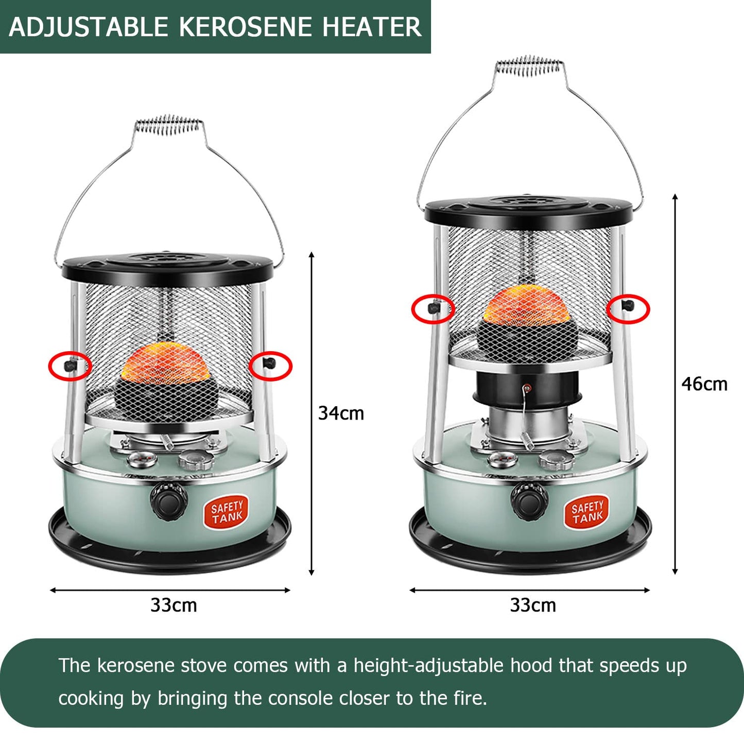 Kerosene Heater, Kerosene Heaters for Indoor Use, Portable Heater for Camping, Kerosene Stove Non Electric Heaters for Outdoor, Emergency Oil Heater for Heating, Garage, Cooking(4.5L, Blue)