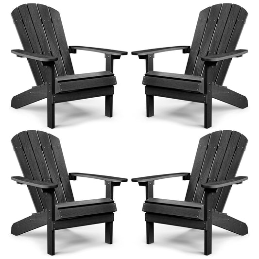 YEFU Adirondack Chairs Set of 4 Plastic Weather Resistant-Black, Modern Poly Lumber Outdoor Chairs Like Real Wood, Widely Used in Outdoor, Patio, Deck, Outside, Fire Pit Garden, Campfire Chairs