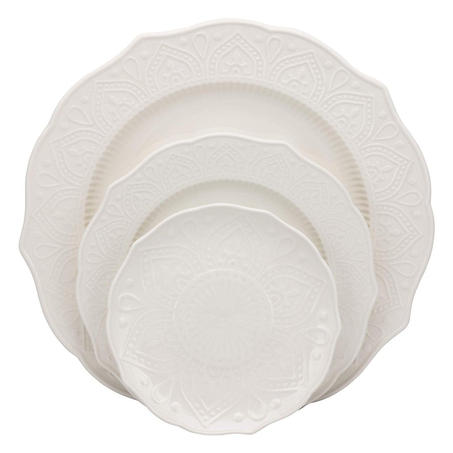 10 Strawberry Street Dahlia 6" White Bread & Butter Plate, Set of 6