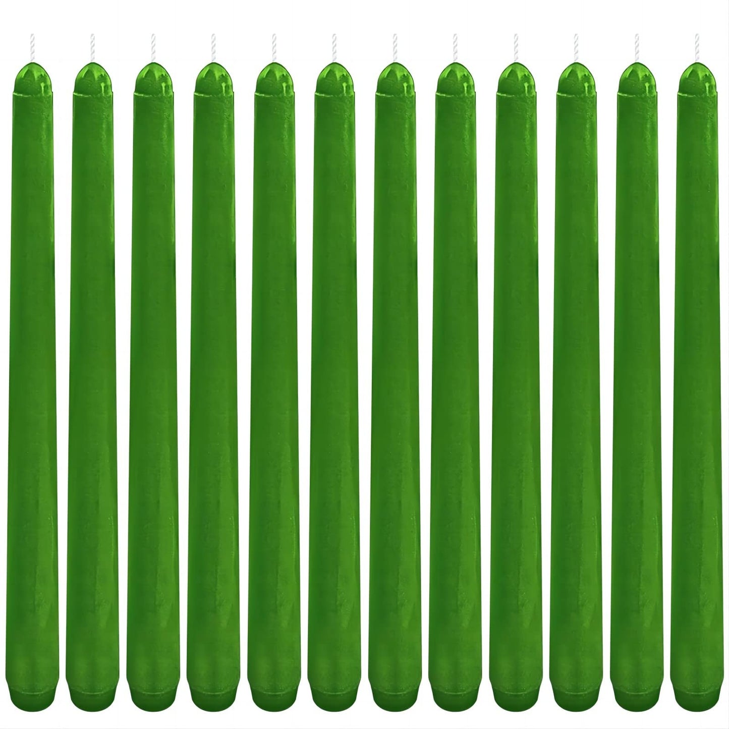 Myido Set of 12 10 inchTaperedCandles-Halloween Taper Candles are odorless - Tall Candles Burn Long and are Perfect for Black Halloween Decorations or Dinner Candles (Green)