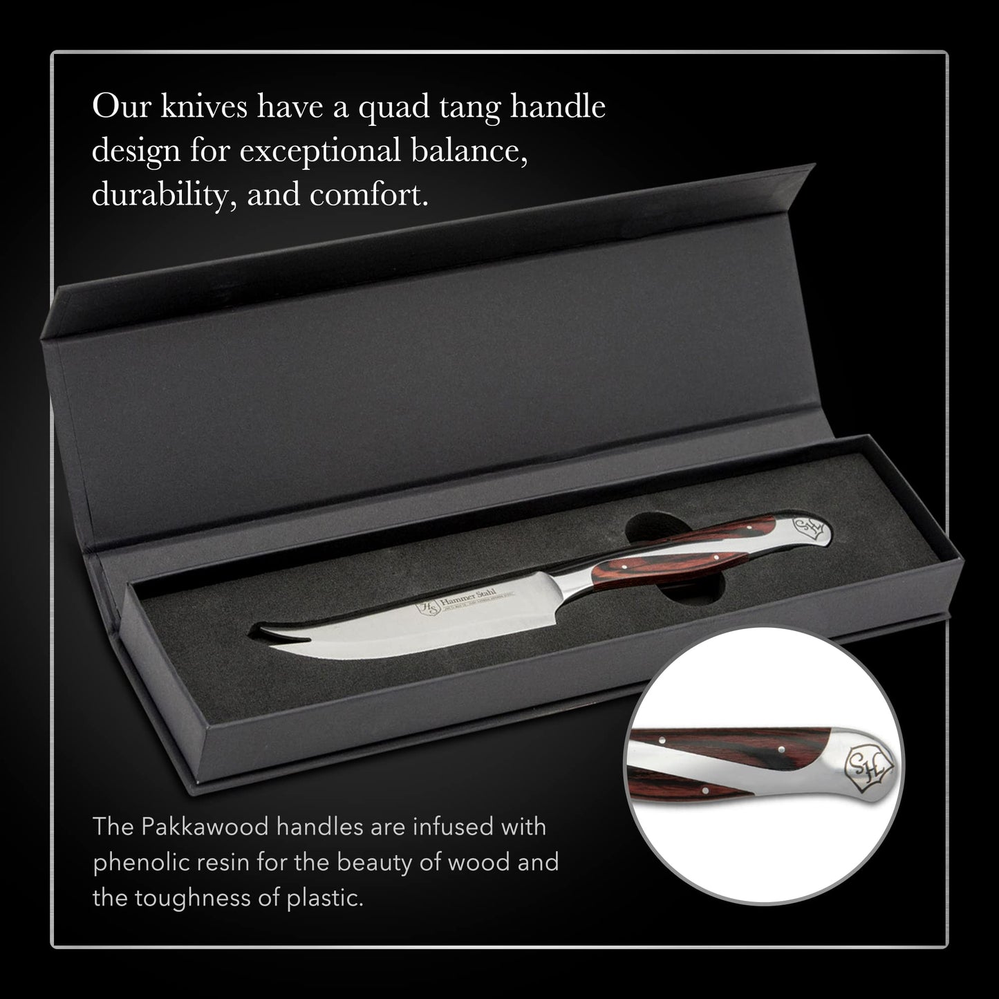 Hammer Stahl Bar Knife | Professional Bartender Knife for Garnishing, Cocktail Crafting & Citrus Peeling | High Carbon Stainless Steel Citrus Knife | Ergonomic Quad-Tang Pakkawood Handle & Gift Box