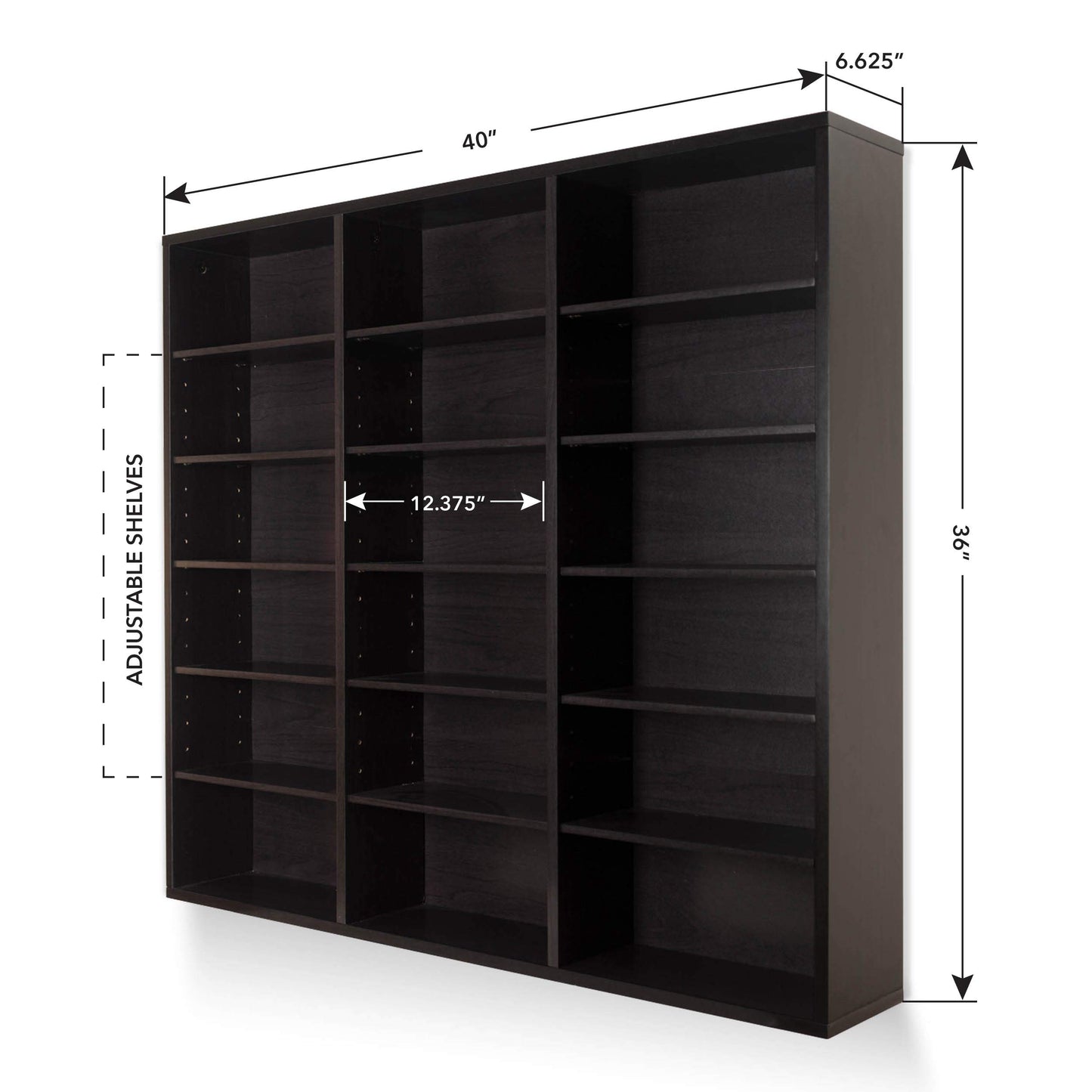 Atlantic Oskar 540 Wall Mounted Media Storage Espresso Cabinet, Large