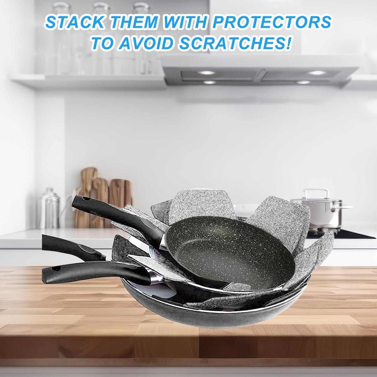 Pot and Pan Protectors, 12 Pack Pot Protectors in 3 Sizes, Pan Protectors for Stacking, Pan Separator/Pot Dividers to Avoid Stratching or Marring, Cookware Protector Set for Glass Ceramic Plates Bowls