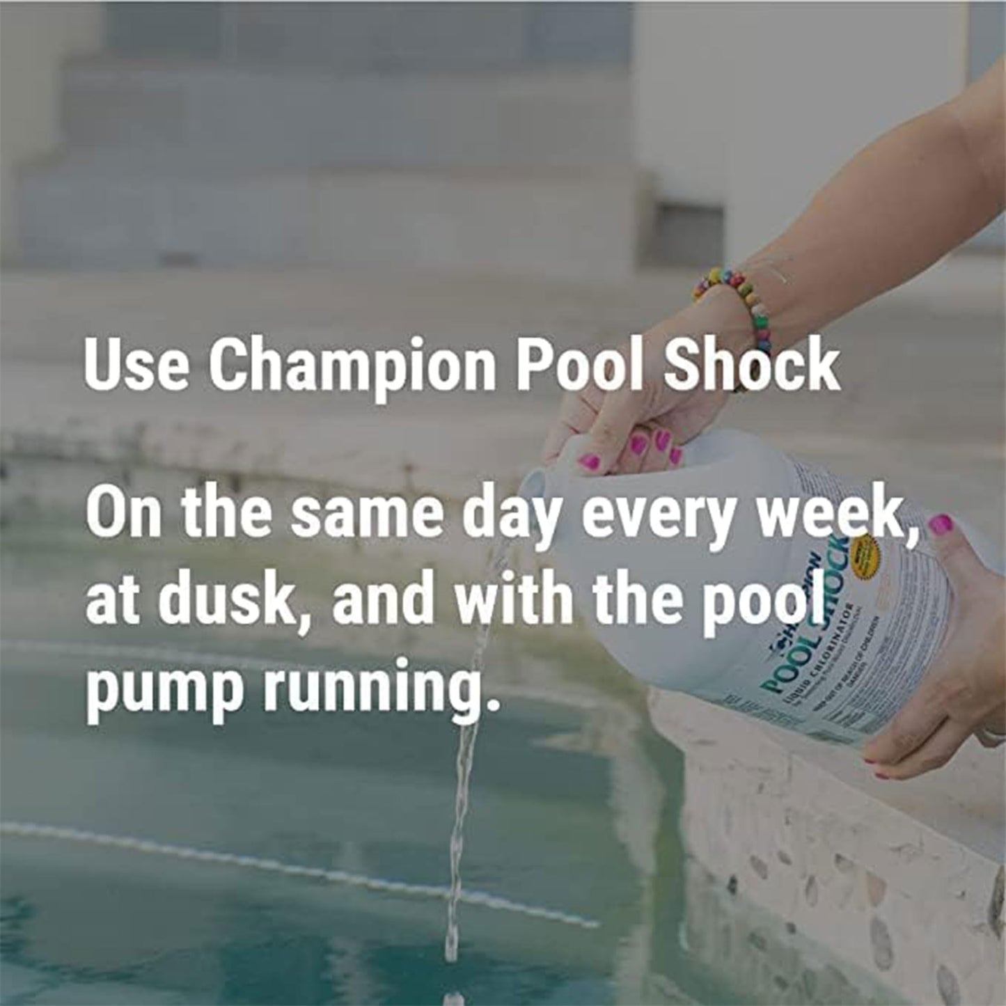 CPDI Champion 4 Pack Pool Shock 12.5 Liquid Chlorine, Fast Sanitizer, 1 Gallon