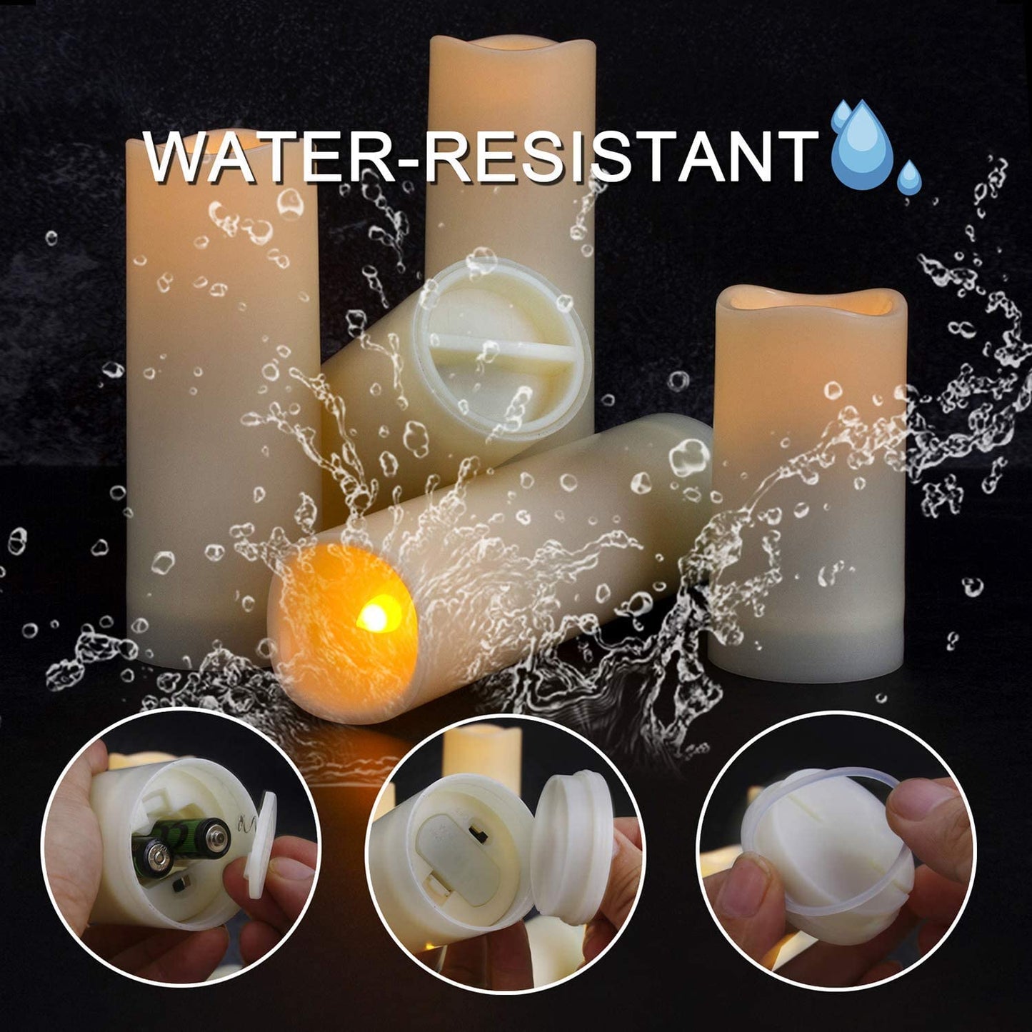 Enido Flameless Waterproof Led Candles, Battery Operated with 10-Key Remotes and Cycling 24 Hours Timer For Outdoor, Indoor, Wedding Décor, Exquisite Pack of 12 (D2.2'' x H4''5''6'')