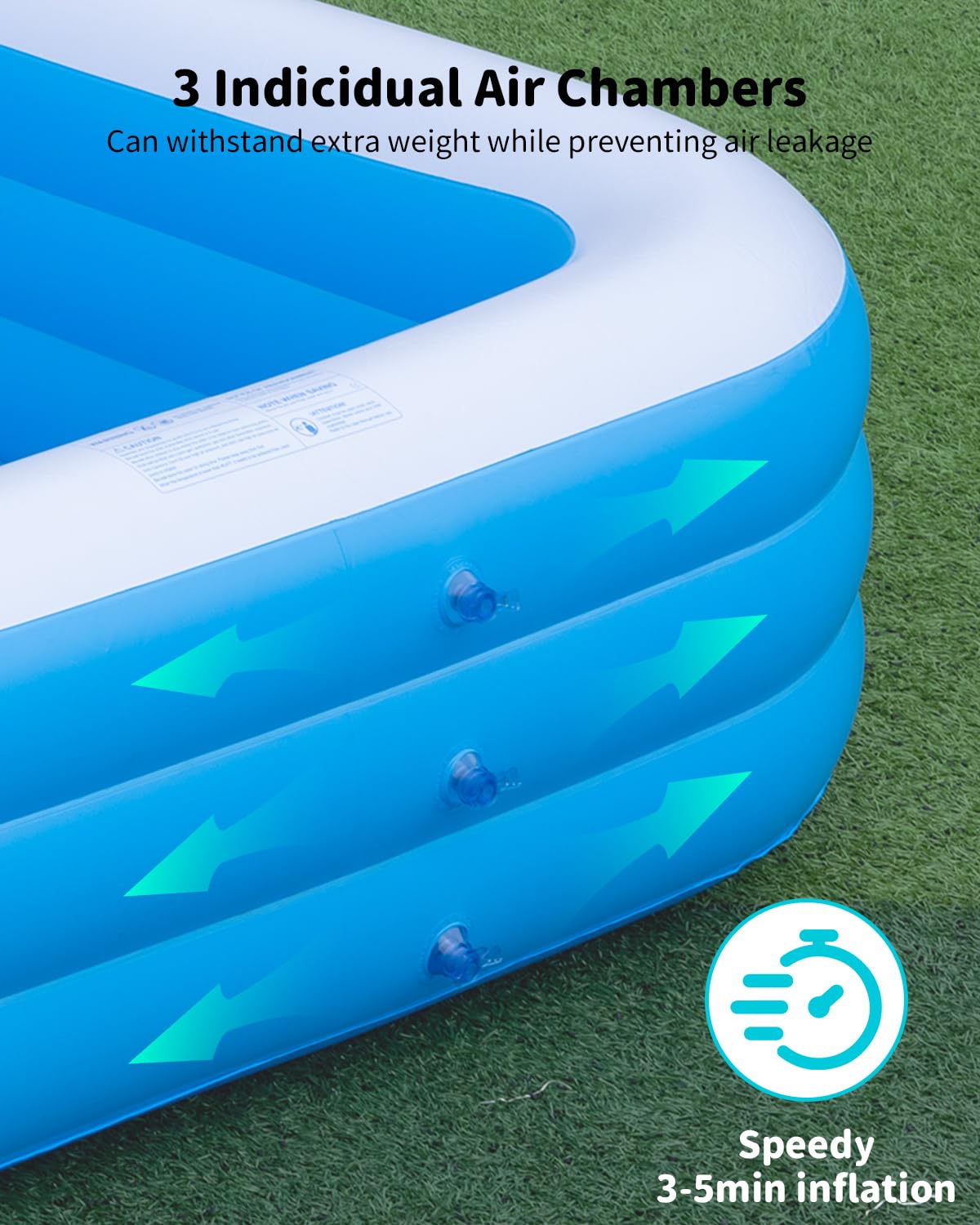 Big Inflatable Pool for Adults，Lylting 145"x74"x22" Extra Large Thickened Blow Up Pool for Summer Water Party, Full Size Family Swimming Pools for Backyard Home Garden Lawn Indoor Outdoor