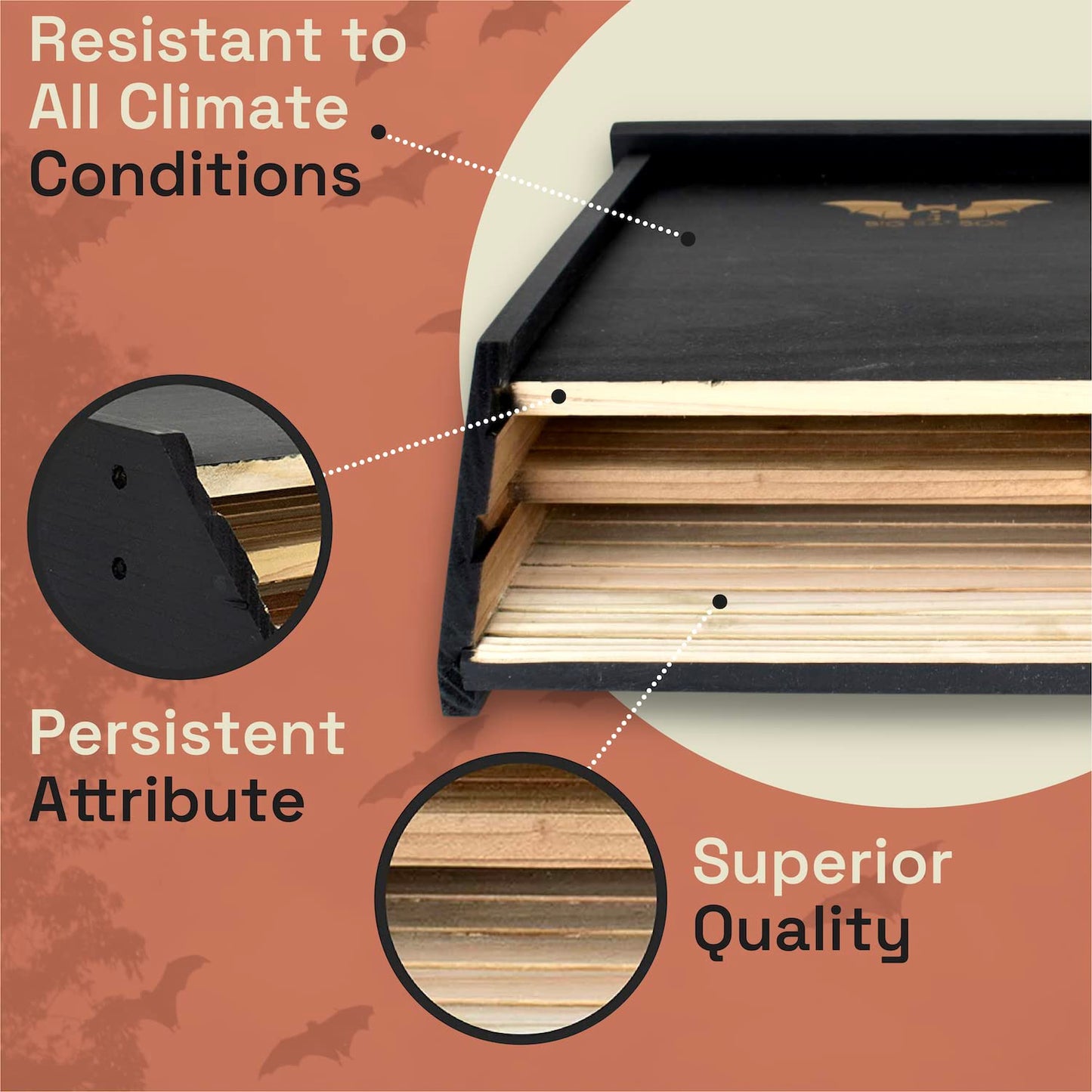 BIGBATBOX - Bat House for Outdoors - Clean Your Backyard from Mosquitoes - Wooden Bat House Kit - with Our Proven Bat Box Design, You are Almost Guaranteed to Attract Bats! WildYard