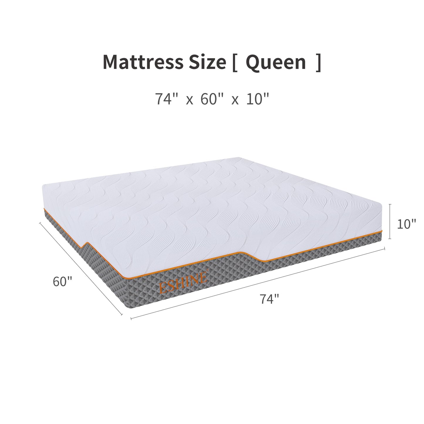 ESHINE Short Queen RV Mattress - 10" Memory Foam RV Mattress, Shock-Absorbing and Pressure-Relieving, for RVs, Campers & Trailers