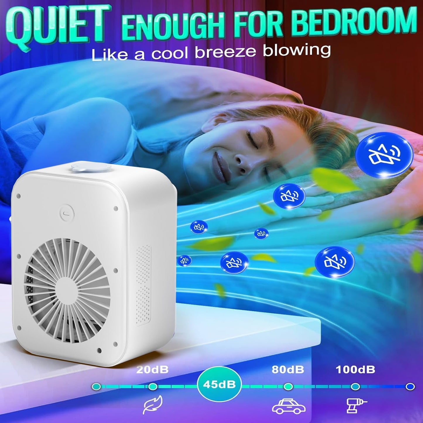 Portable Air Conditioners,3-In-1 Mini Air Conditioner For Bedroom, Air Cooler With Dual Fog Setting And Powerful Wind Speed,Affordable Cooling Options For Living Room, Bedroom, Desktop (White)