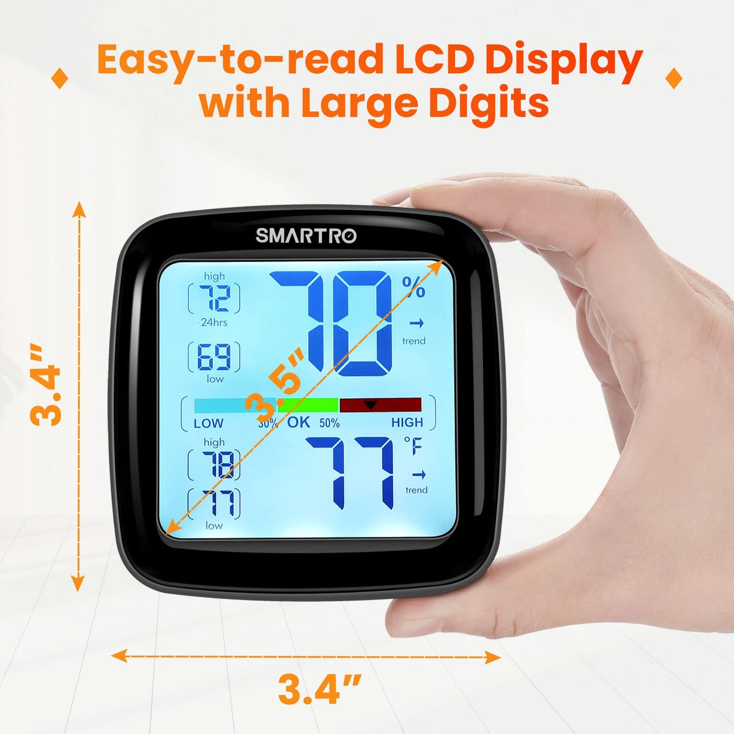 SMARTRO SC42 Professional Digital Hygrometer Indoor Thermometer Room Humidity Gauge & Pro Accuracy Calibration