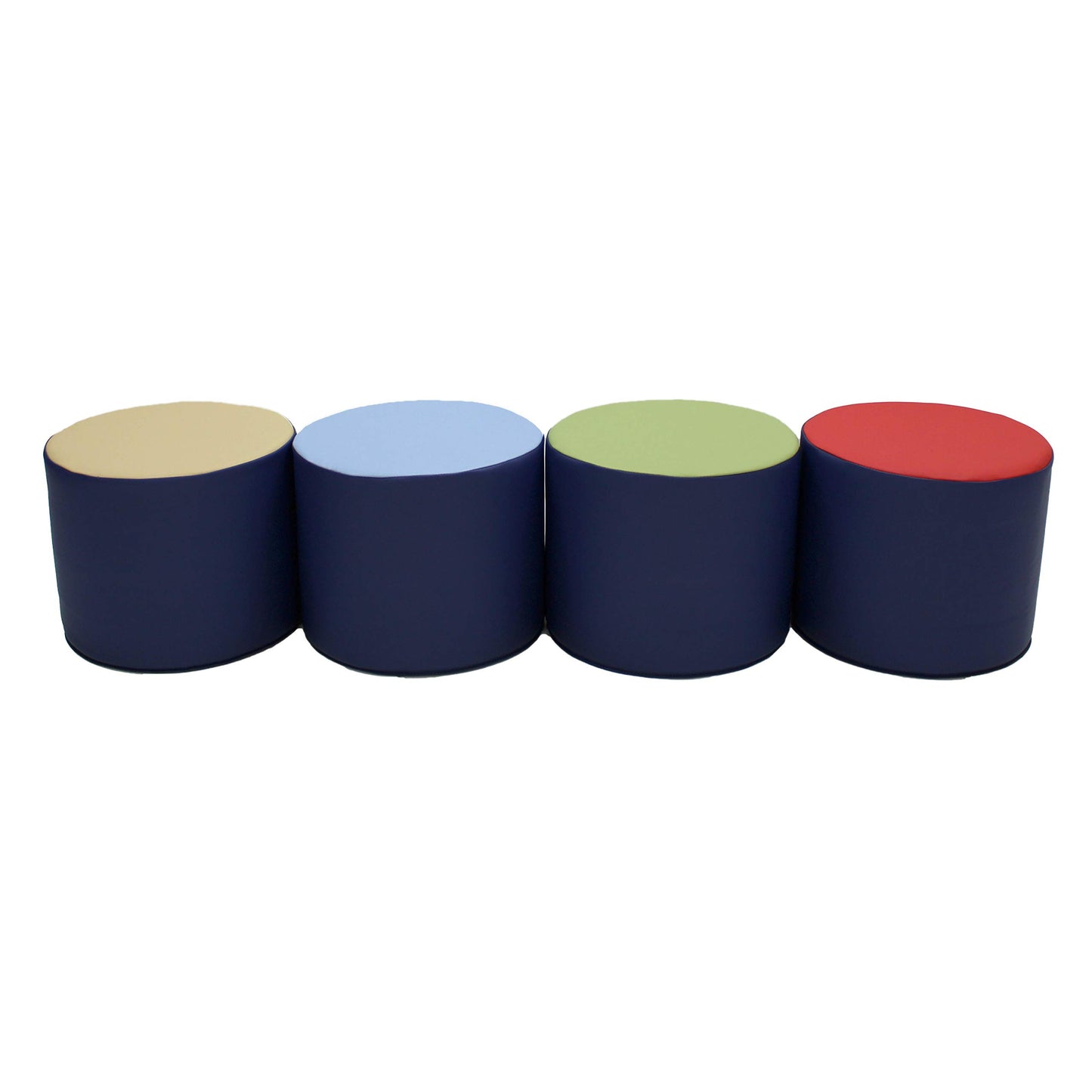 Factory Direct Partners 12763-NV SoftScape 15" Round Two-Tone Accent Ottoman for Ages 4-7 (4-Piece) - Navy