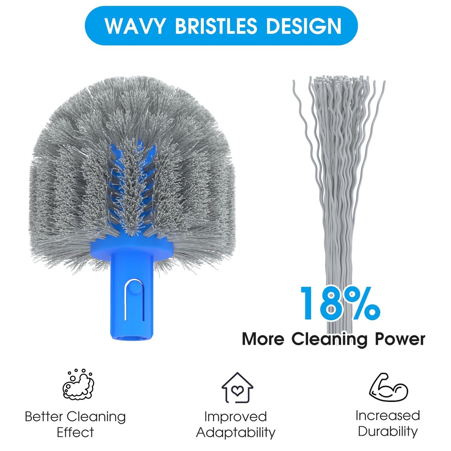 TidyMister 20'' 2 in 1 Pool Brush Head Cobweb Duster Heavy Duty Pool Cleaning Detachable Round Brush with EZ Clip & Wavy Nylon Bristles for Inground Pool & Above-Ground Pool (Without Pole)