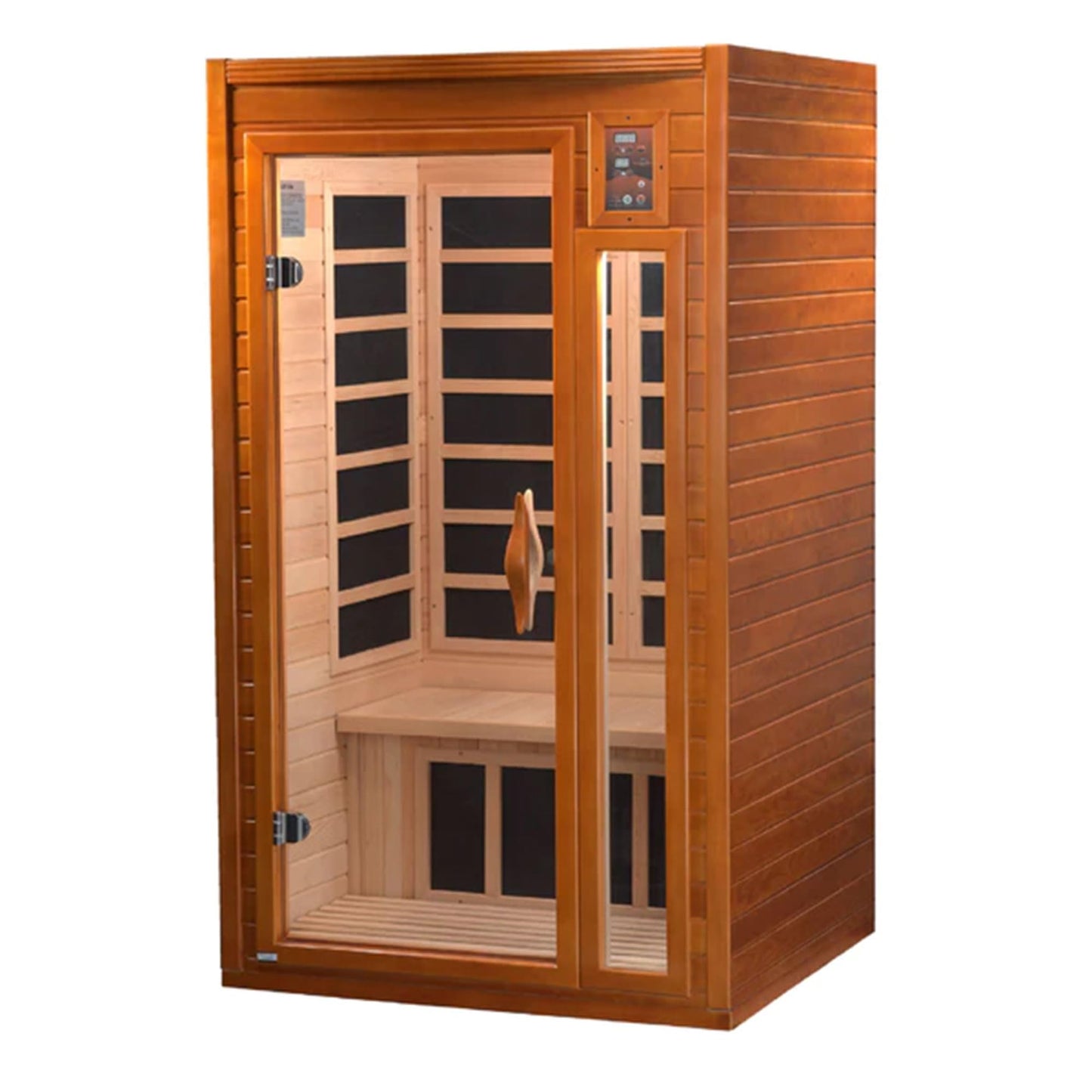 Dynamic Barcelona 1 to 2 Person Hemlock Wood Low EMF FAR Infrared Sauna For Home with LED Control Panel and Tempered Glass Door - Curbside Delivery