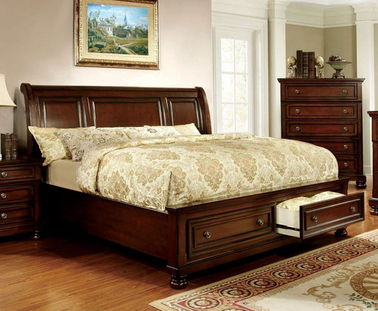 24/7 Shop at Home Marlenie Traditional 2-Drawer California King Bed, Dark Cherry