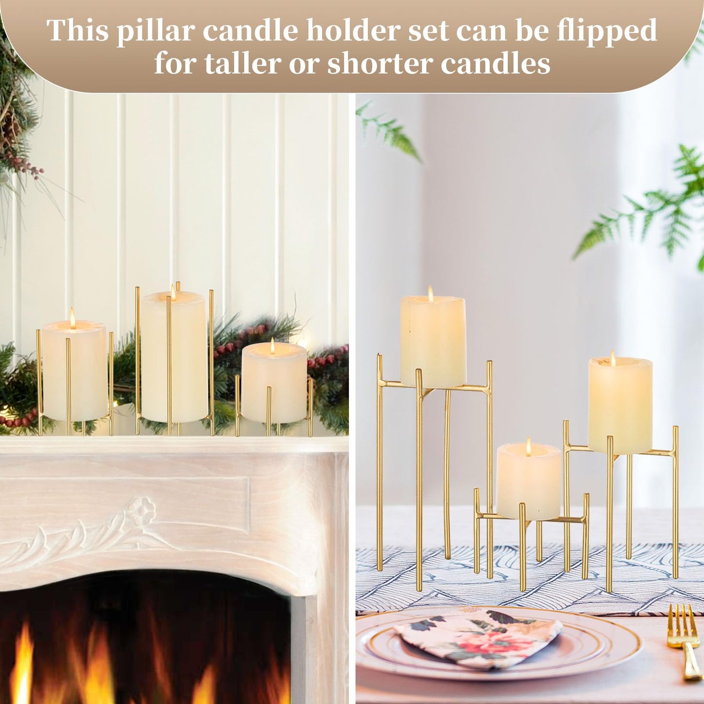 Sziqiqi Metal Candle Holder Stands - 18Pcs Candleholder Mini Decorative Candleholder Sets Candelabra Tabletop Centerpieces Decor for Housewarming Christmas Party Event Birthday Valentine