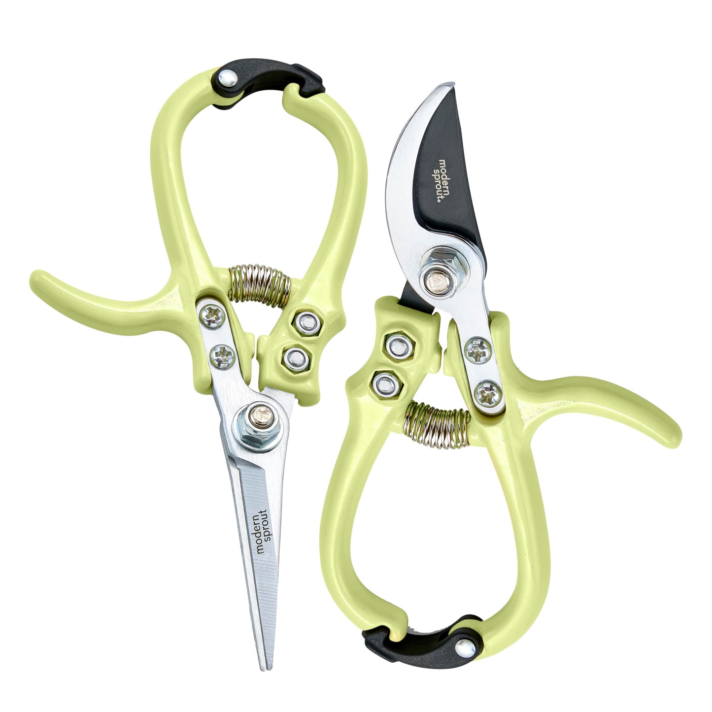 Modern Sprout Gardening Shears & Pruners 2-pack, Lightweight, Durable, One Size (Chartreuse)