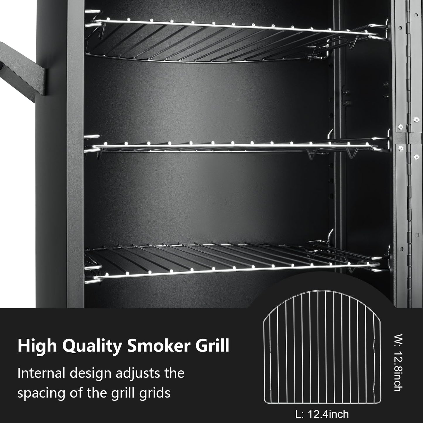 Vertical Propane Smoker with Temperature Control, BBQ Smoker Grill Outdoor Heavy Duty Three Removable Smoking Shelves, Black