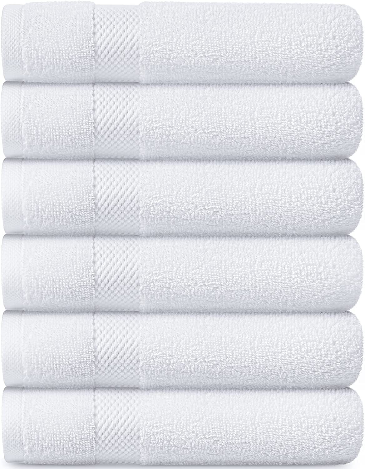 Luxury White Hand Towels - Soft 100% Turkish Cotton | Highly Absorbent Hotel spa Bathroom Towel Collection | 16x30 Inch | Set of 6