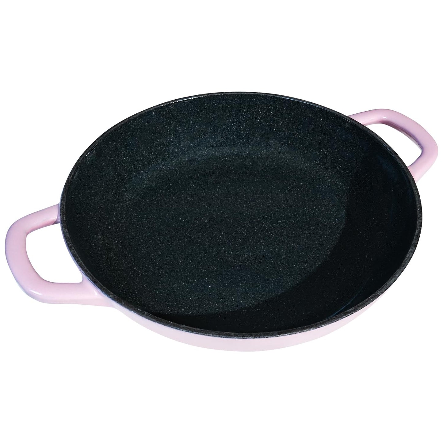 Flavehc Braiser Enameled Cast Iron Braiser 3 qt Braiser Pan with Lid Pink Shallow Cast Iron Casserole Braiser Pan with Handels