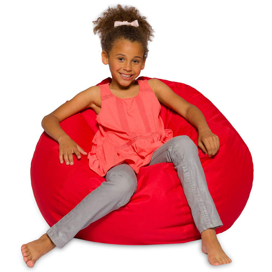 Posh Creations Bean Bag Chair for Kids, Teens, and Adults Includes Removable and Machine Washable Cover, Solid Red, 38in - Large