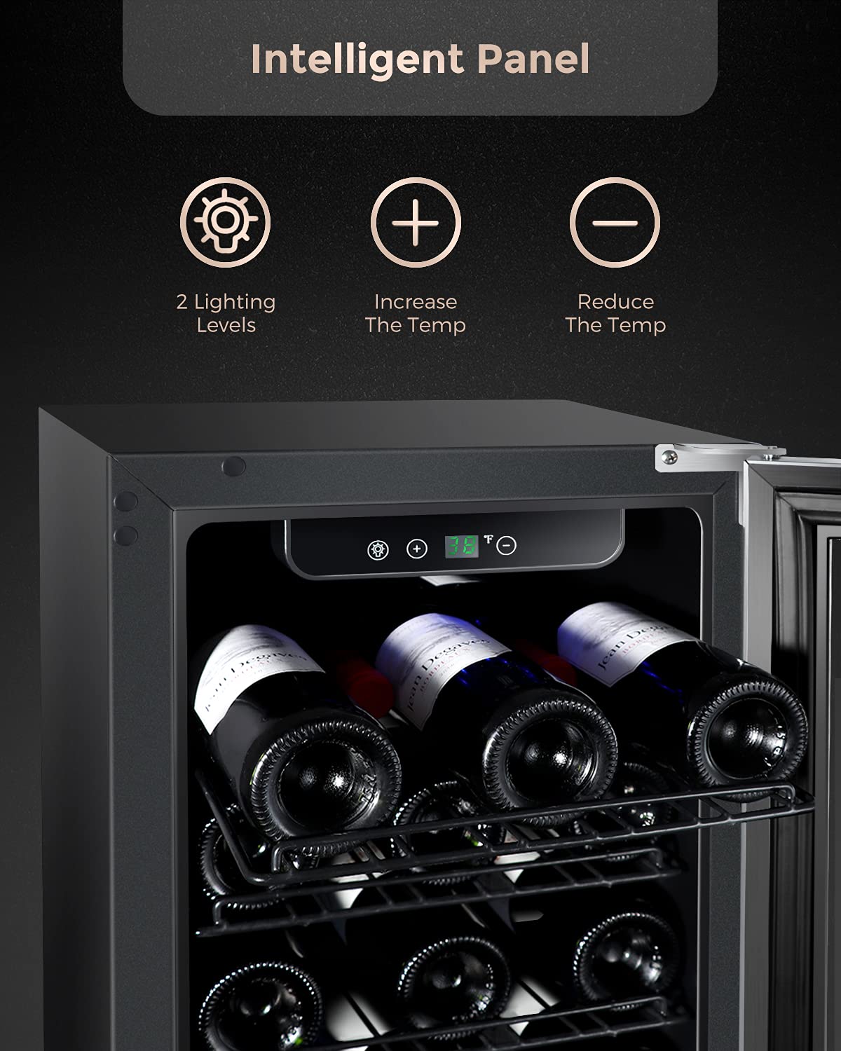 WATOOR 15 Inch Wine Cellar Refrigerator 30 Bottle Wine Cooler Lock Beverage Wine Center for Built-in & Free Standing | 36 F to 61 F Temperature Control l Stainless Steel Glass Door